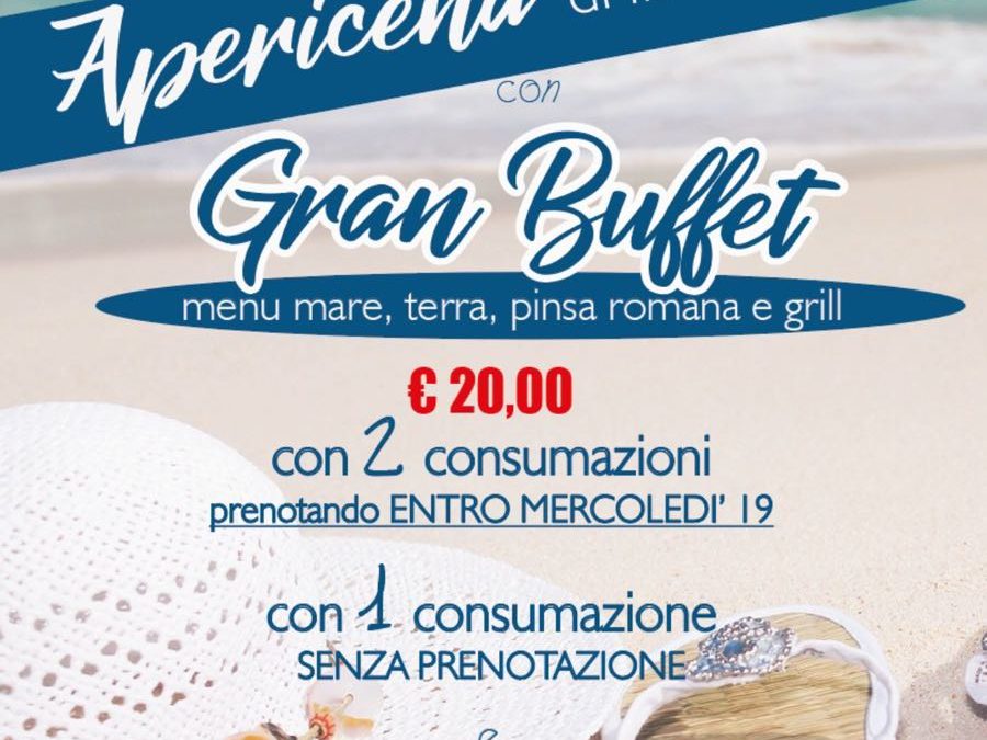 Venerdì 21 settembre – Apericena di fine stagione a buffet